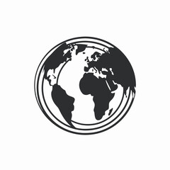 Fototapeta premium Simple globe icon in black and white, a digital Earth silhouette