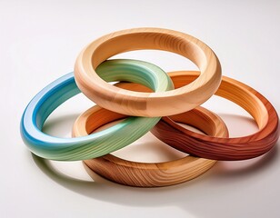 Fototapeta premium Generated image Children's Toys - colorful wooden hoops on a white background without shadows