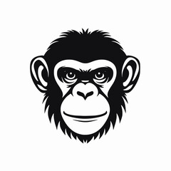 Obraz premium Graphic chimp portrait illustration displayed as an imposing dark silhouette