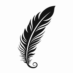 Obraz premium Graceful and elegant feather isolated on white background, detailed vector silhouette