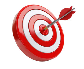 Red and White Target with Arrow: 3D Render