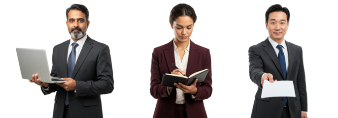 Diverse business professionals collaborating effectively with technology and planning