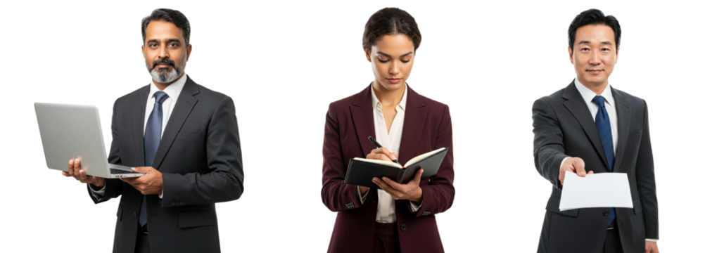 Diverse business professionals collaborating effectively with technology and planning