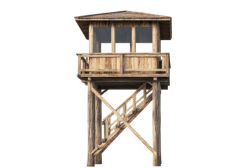 Elevated lookout tower observation post designed to meet gigapixel standards, showcasing craftsmanship and functional design in outdoor settings