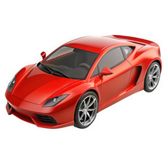 Naklejka premium Red sports car angled view render on transparent background