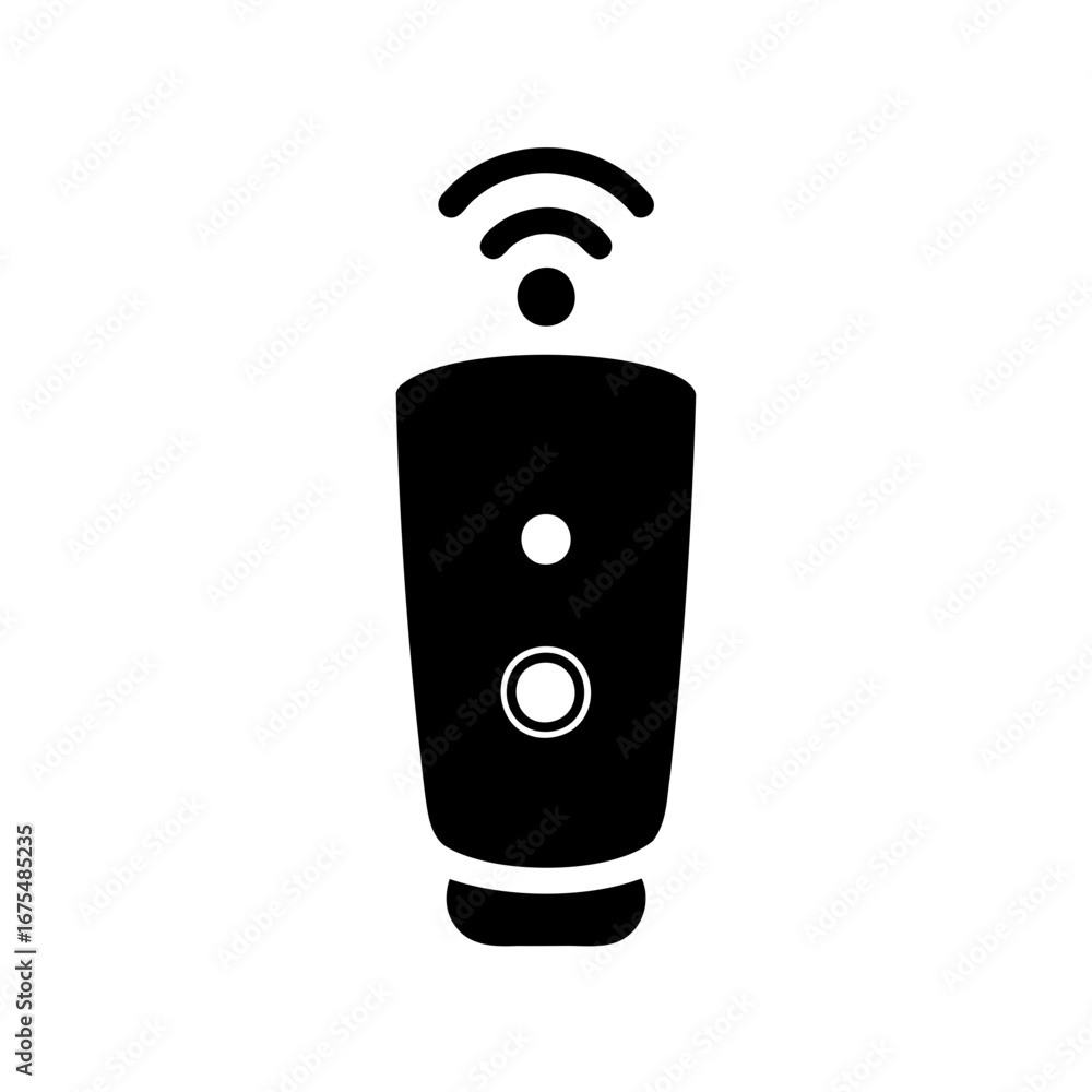 Poster smart home device icon with wireless connectivity and simple button interface