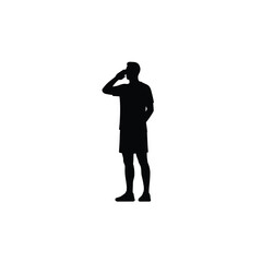 Man saluting with hand to forehead silhouette salute