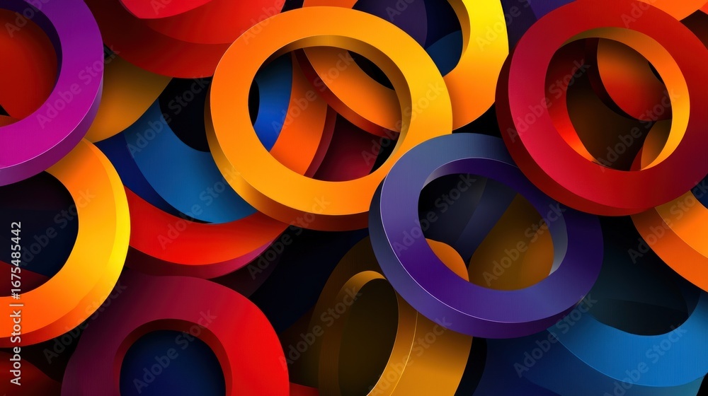 Poster abstract colorful rings background - modern graphic design element with 3d effect
