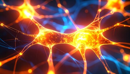 A vibrant microscopic view of a neuron network
