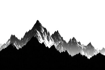 Monochrome Mountain Range Silhouette at Night