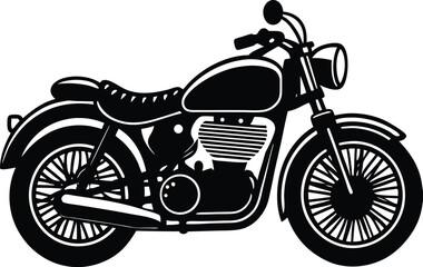 Obraz premium Vector art of detailed black and white vector art of a classic motorcycle, isolated on a, highlighting its powerful engine and stylish frame