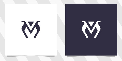 letter mv vm logo design vector