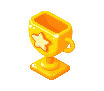 Golden Pixel Art Trophy with Star Design - Powered by Adobe
