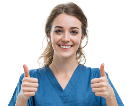  Nurse showing thumbs up confidently PNG Background