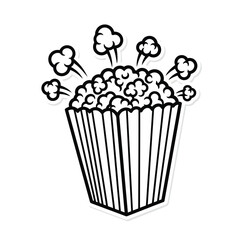 Vector illustration of cartoon popcorn in a striped bucket