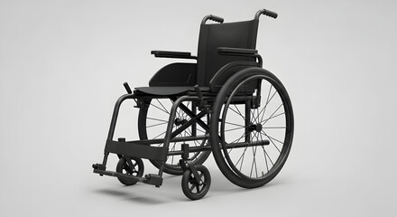 Fototapeta premium Empty Manual Wheelchair on Neutral Background — Mobility Aid Medical Equipment Concept