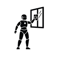 Robot cleaning window with cloth wiping