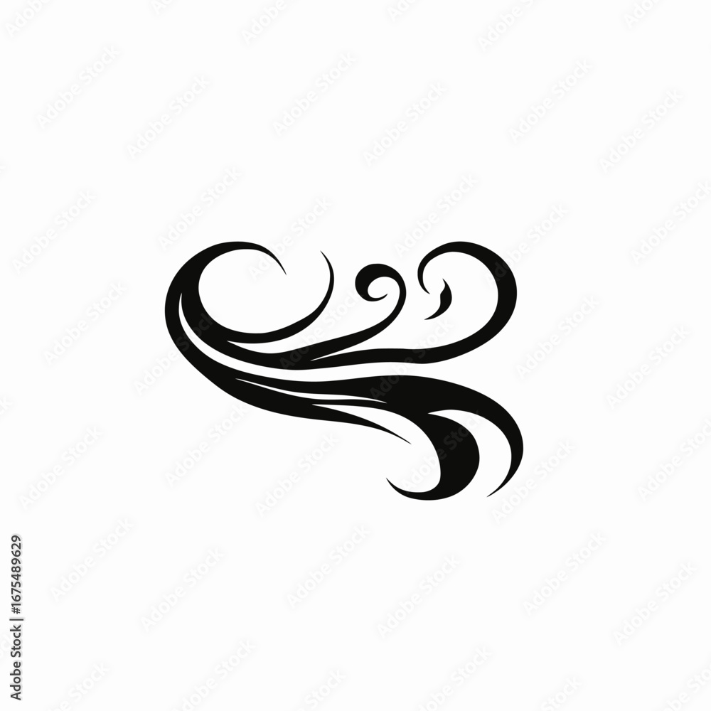 Poster abstract swirls and curls intricate design vector graphic artistic silhouette