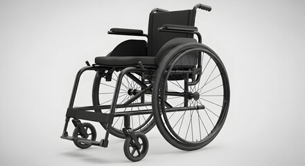 Fototapeta premium Empty Manual Wheelchair on Neutral Background — Mobility Aid Medical Equipment Concept