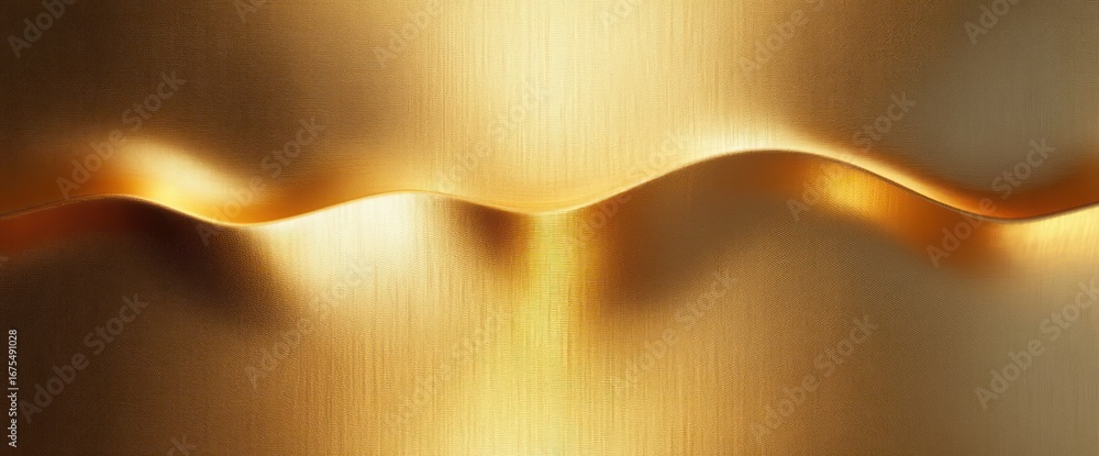 Aufkleber abstract golden metallic surface with smooth wavy ridges creating a fluid and shiny texture