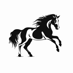 Majestic rearing horse vector design with flowing mane tail silhouette