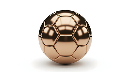 Reflective Rose Gold Soccer Ball Isolated on White Background — Metallic Sports Equipment Product Shot