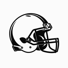 Naklejka premium Bold monochrome illustration of a classic football helmet silhouette.