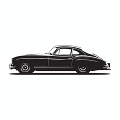 Fototapeta premium black car isolated on white, classic vintage sports car side view vector.