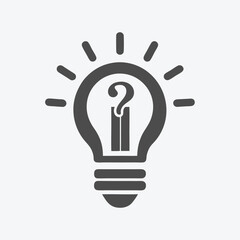 Idea Question Lightbulb on White Background Solution Innovation Concept