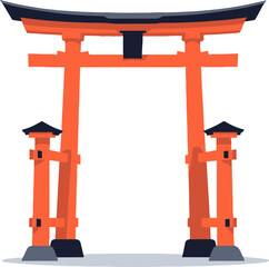 Red Torii Gate Shinto Shrine Entrance Japanese Culture Symbol