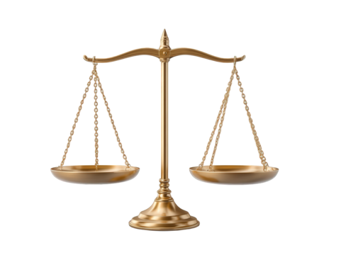 Golden Scales of Justice on Black Background