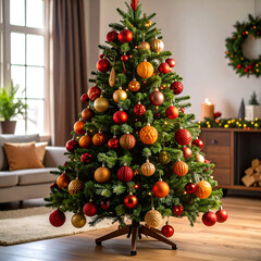 Christmas tree with festive ornaments