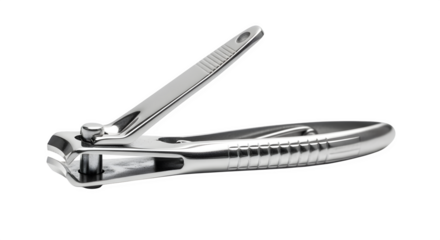 Metal nail clipper isolated on transparent background for manicure and pedicure