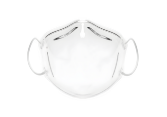 White medical face mask isolated on transparent background for virus protection