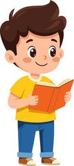 Fototapeta premium Cute Boy Reading Book Child Learning Education Concept