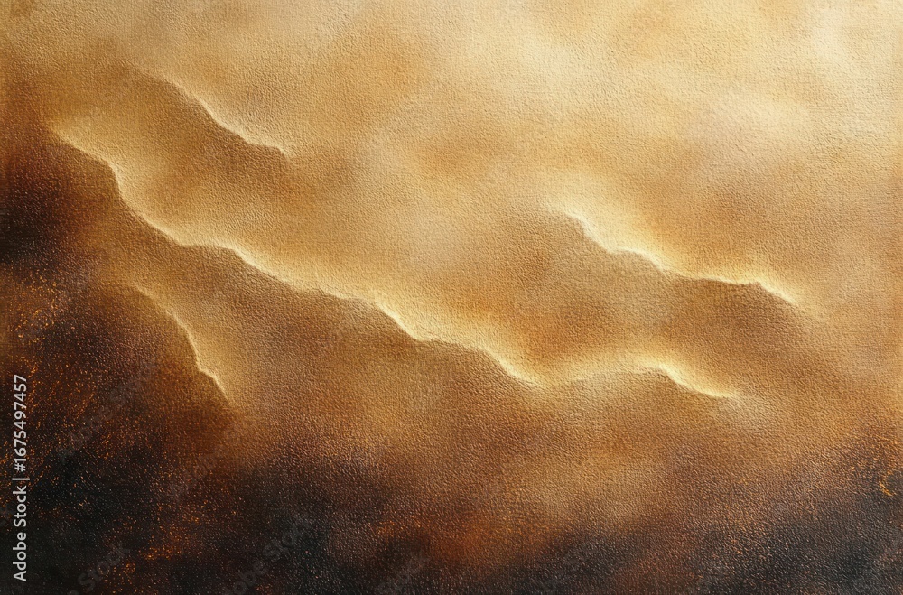 Aufkleber abstract golden brown textured surface with light and shadow creating wave-like ridges and depth
