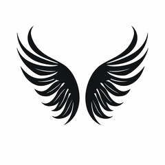 Fototapeta premium Abstract majestic angel or bird wings artistic black ink drawing silhouette