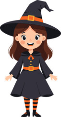 Cute Girl Witch Costume Halloween Character Children Party