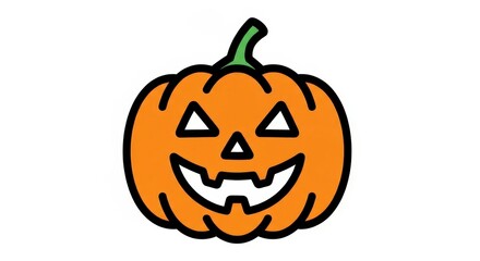 Fototapeta premium Orange Pumpkin Cartoon with Smiling Face on White Background