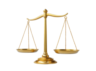 Golden Scales of Justice on Transparent Background