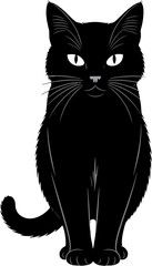Obraz premium Black Cat Sitting Front View Halloween Symbol