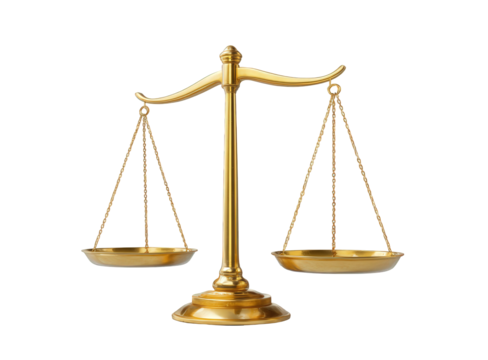 Golden Scales of Justice on Transparent Background