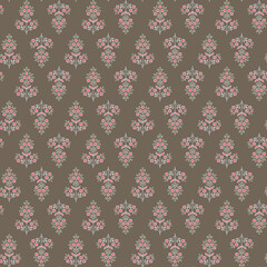 Dainty pink flowers gracefully adorn a vintage wallpaper evoking the charm of old floral style with