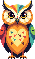 Fototapeta premium Colorful Owl Illustration Stylized Bird Graphic for Children Books