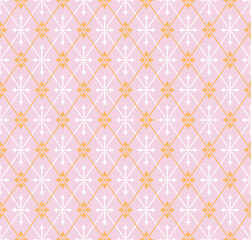 Delicate floral lattice pattern in shades of pink creates a vintage charm with repeated symmetrical
