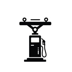 Black gas pump with hose and nozzle station fuel