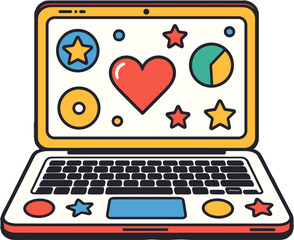 Colorful Laptop Screen Love Heart Datas Technology Concept