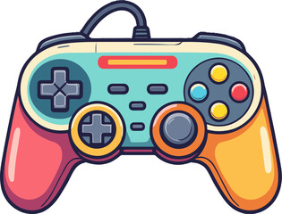 Colorful Video Game Controller Gaming Console Accessory Cartoon