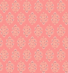 Evocative floral arabesque pattern reminiscent of ancient textiles brings vintage charm with soft