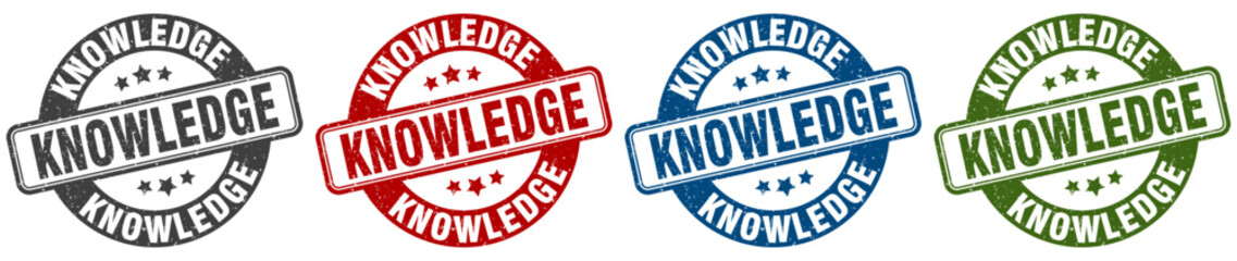 knowledge stamp. knowledge round stamp set isolated on white background